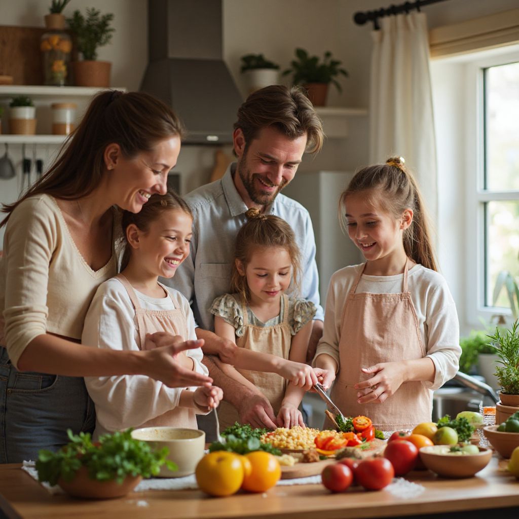 Familie implementând obiceiuri sănătoase